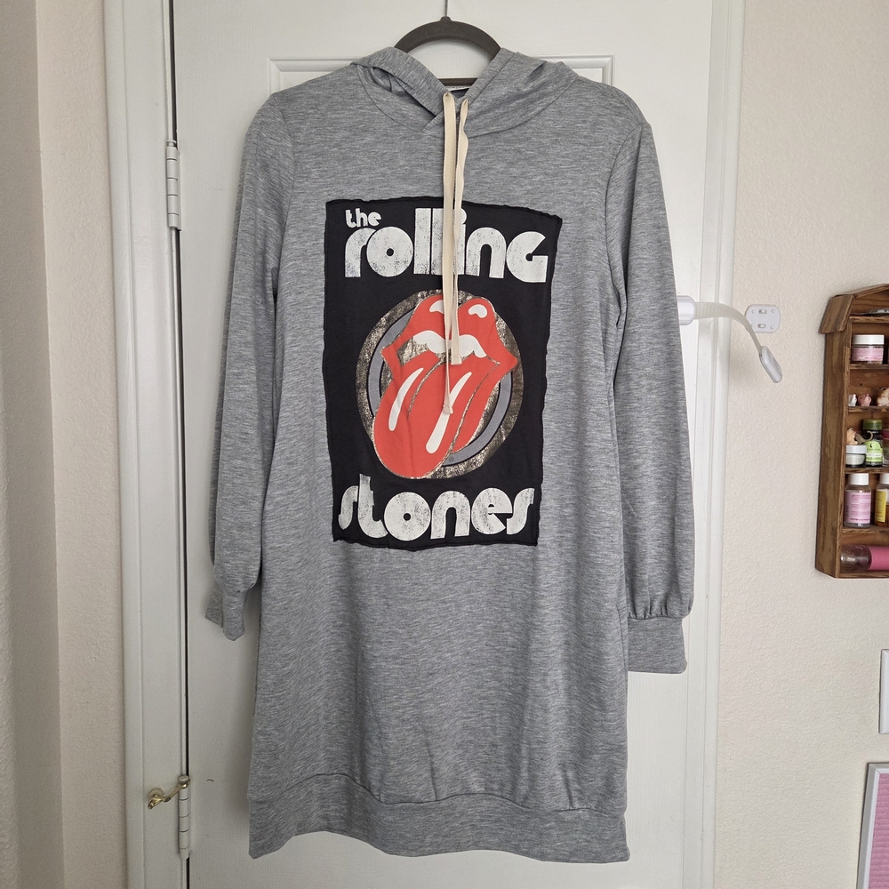 Gray Rolling Stones Hoodie Dress
